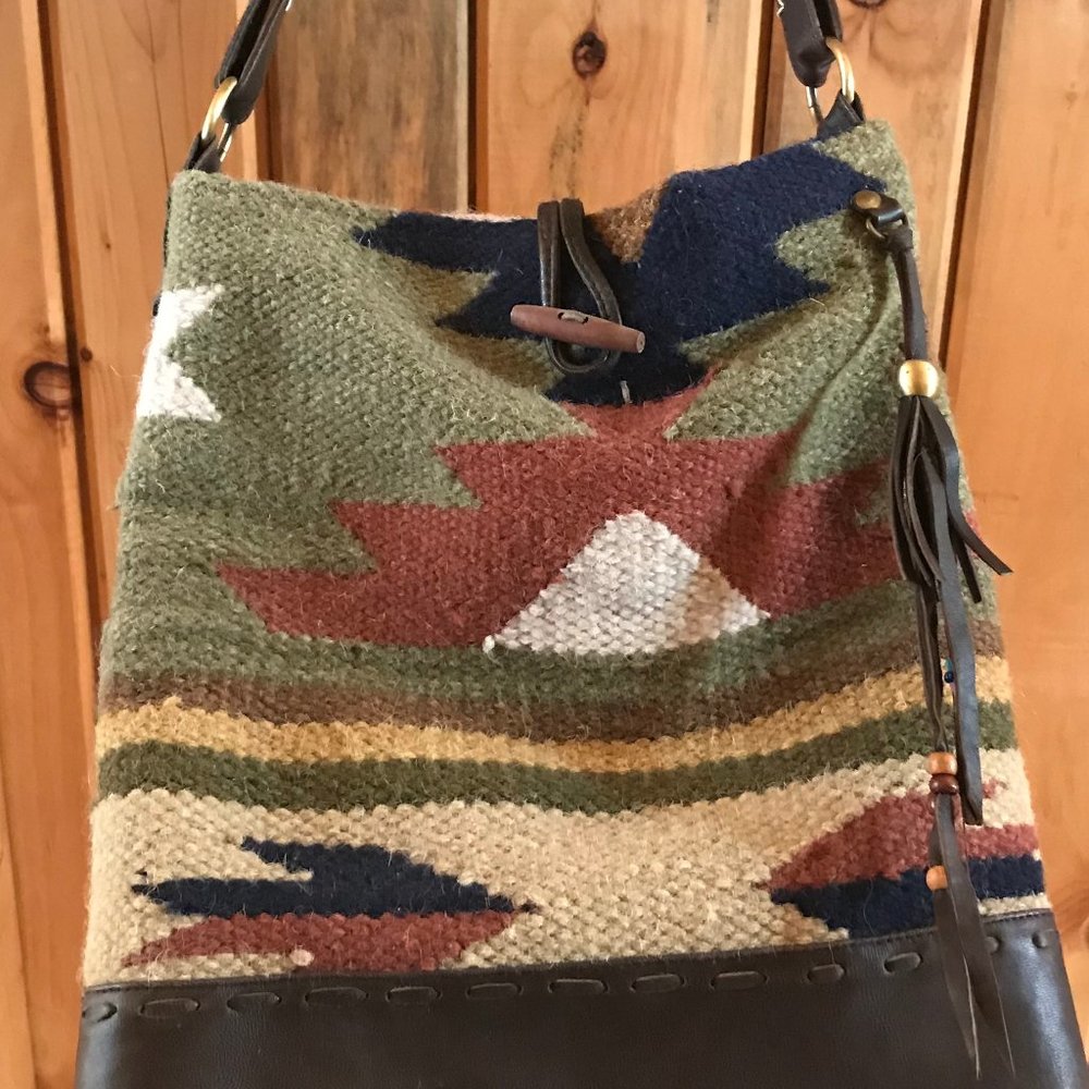 Gorgeous Kilim BoHo Bag with Beaded Leather Tassel